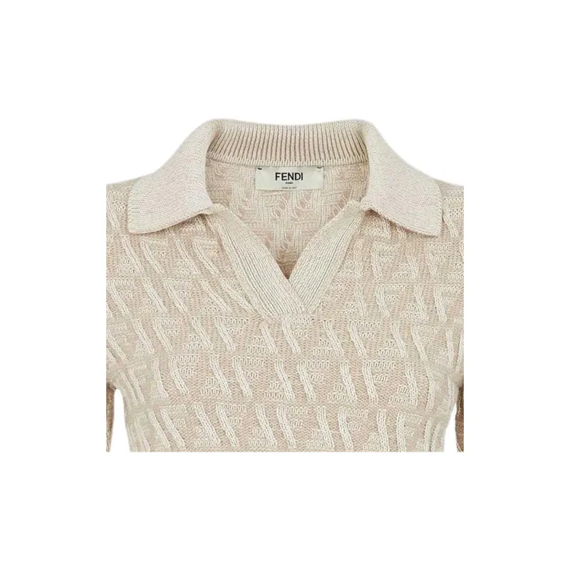 FENDI Logo Detailed Knitted Polo Top-5