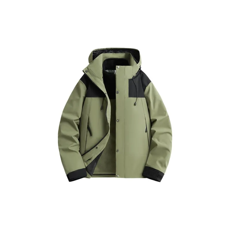Yalu Water Resistant Windproof UV Protection Breathable Wear Resistant Warm Windbreaker Jacket Unisex Dark Khaki-6
