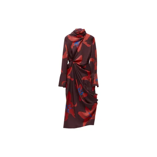Alexander McQueen Floral Printed Gathered Detail Dress