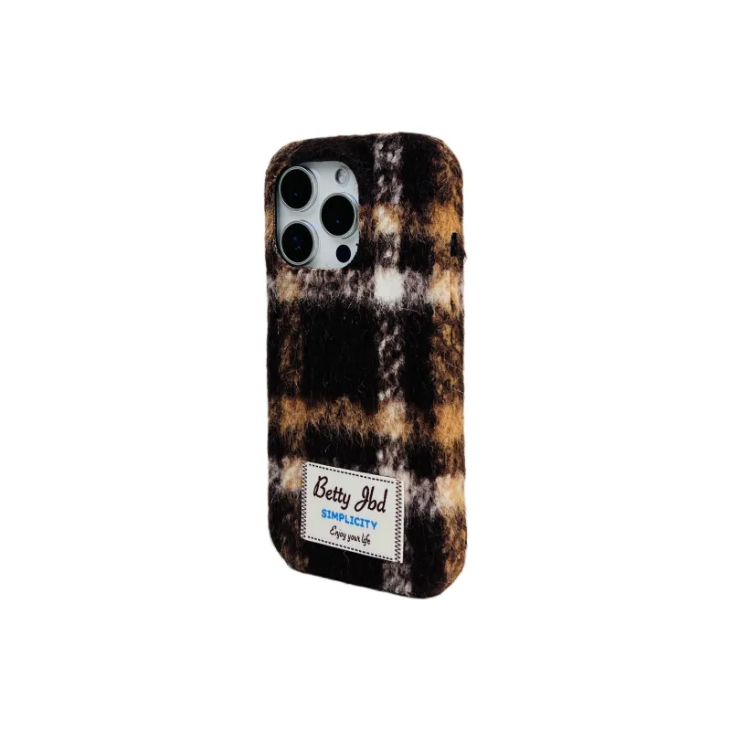 Wei Xin Plush Material Label Plush Mesh Phone Cases Compatible With IPhone 16/15 Pro Max/Apple 13/14 Pro/Max-10
