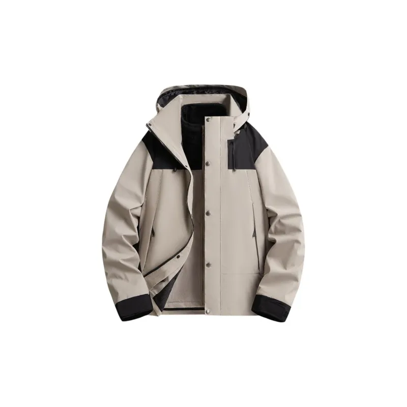 Yalu Water Resistant Windproof UV Protection Breathable Wear Resistant Warm Windbreaker Jacket Unisex Dark Khaki-3