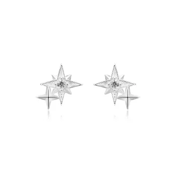 WANLIACC S999 Fine Silver Starburst Stud Earrings Women's