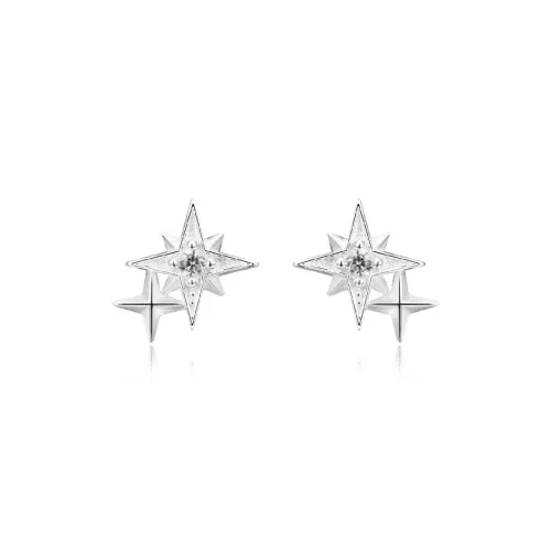 WANLIACC S999 Fine Silver Starburst Stud Earrings Women's