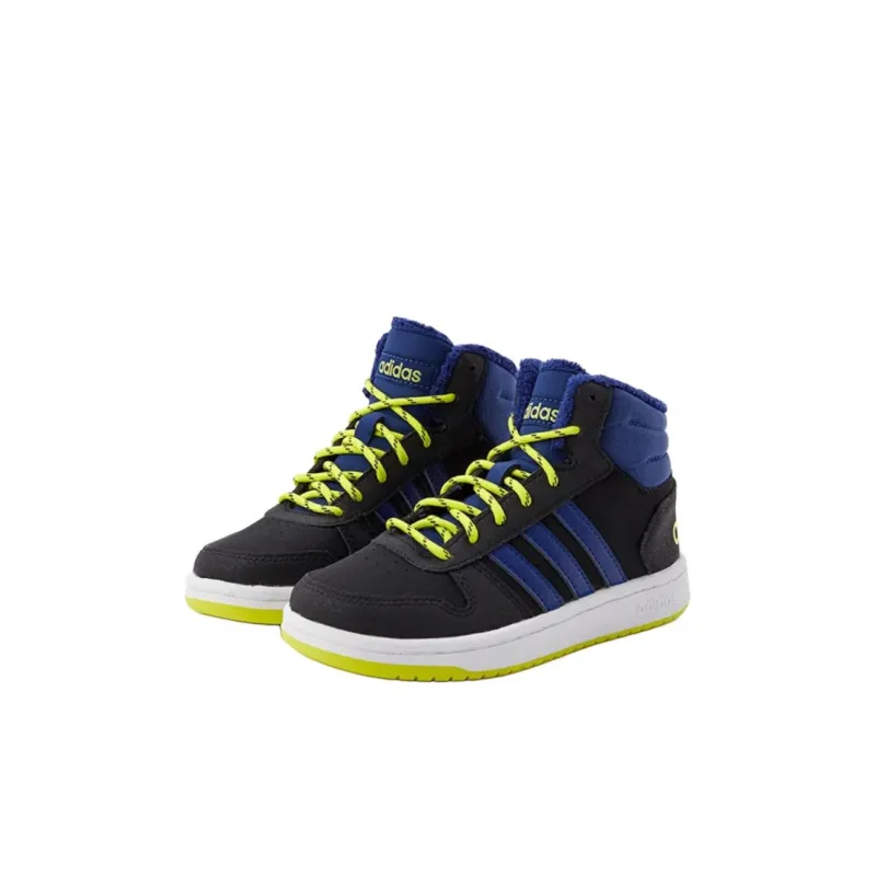 Adidas Neo Hoops 2.0 Abrasion Resistant Shock Absorbers Mid Top Basketball Shoes Blue Black Kids'-1