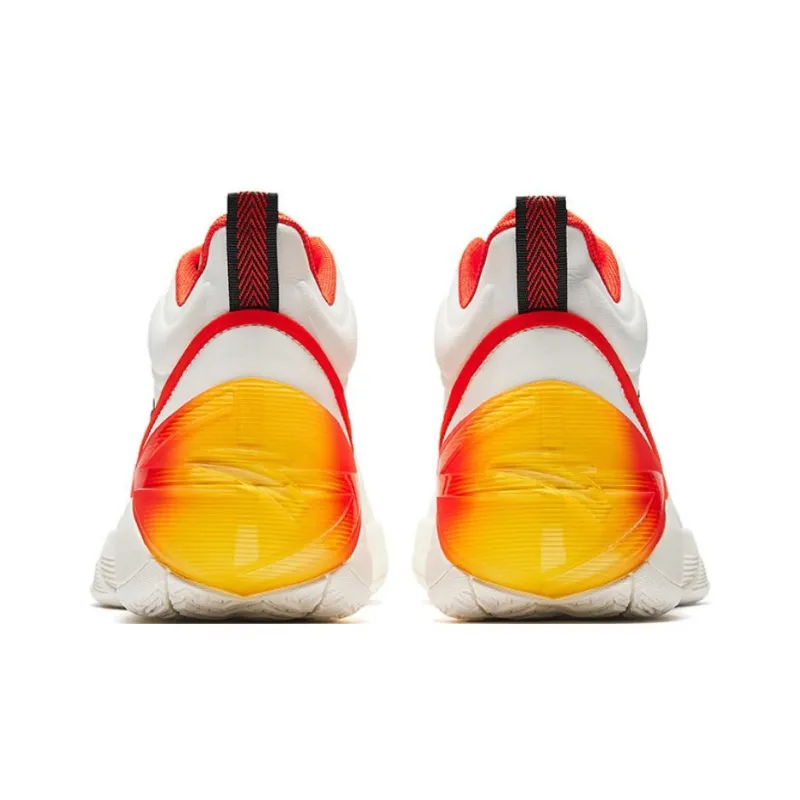 Anta Slip Resistant Coverage Wear Resistant High Top Basketball Shoes Men's White Orange Red-4