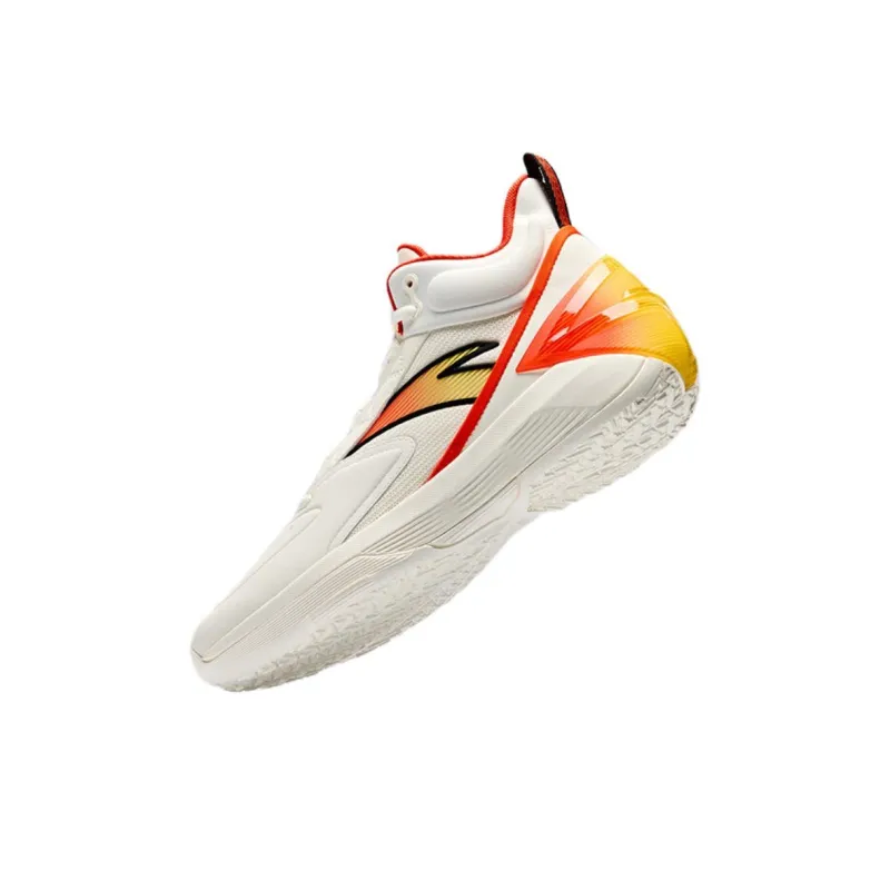 Anta Slip Resistant Coverage Wear Resistant High Top Basketball Shoes Men's White Orange Red-2
