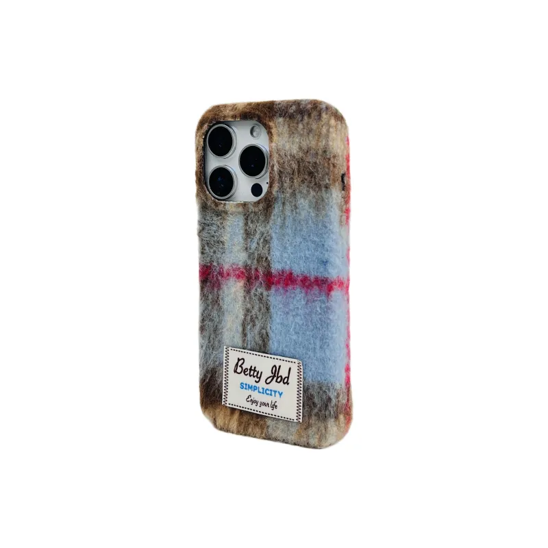 Wei Xin Plush Material Label Plush Mesh Phone Cases Compatible With IPhone 16/15 Pro Max/Apple 13/14 Pro/Max-2