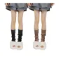 2 Pack (Black+Light Coffee) Crew Socks, 40cm Length