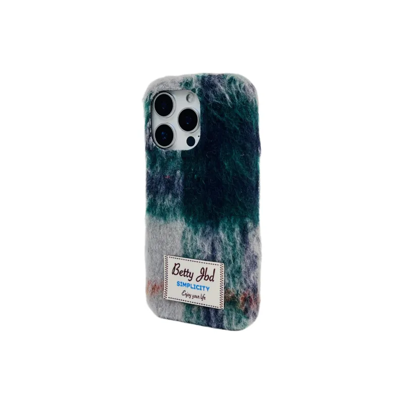 Wei Xin Plush Material Label Plush Mesh Phone Cases Compatible With IPhone 16/15 Pro Max/Apple 13/14 Pro/Max-14