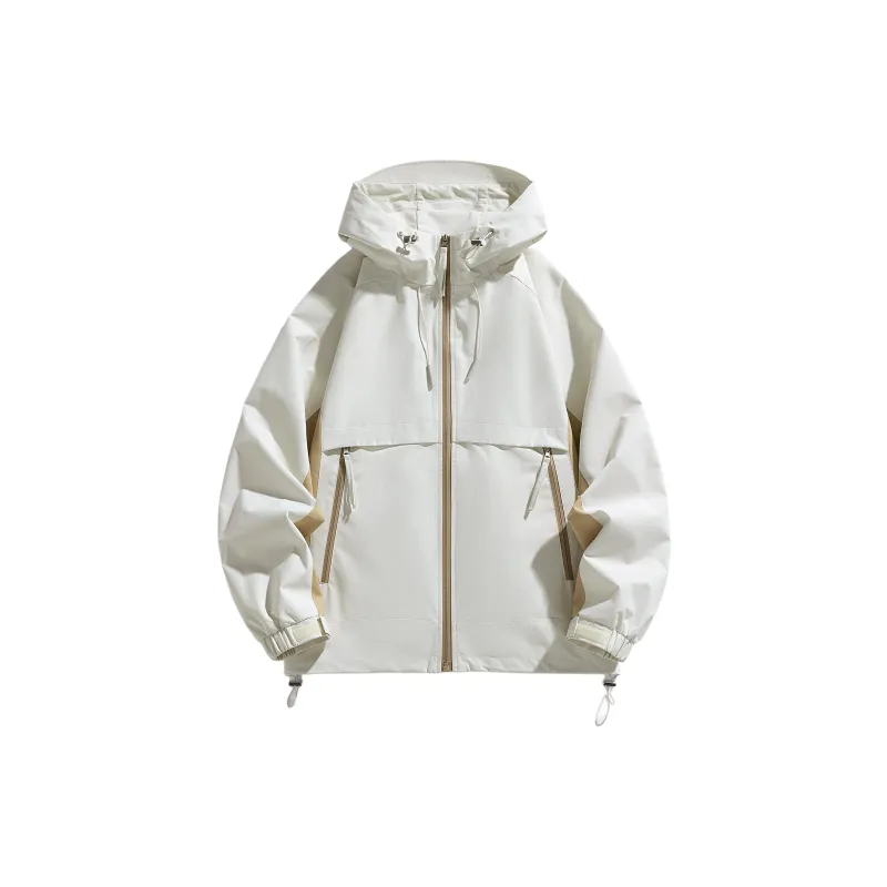 Yalu Water Resistant Windproof UV Protection Breathable Wear Resistant Windbreaker Jacket Unisex Beige Apricot-2