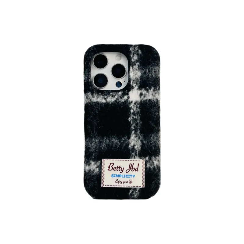 Wei Xin Plush Material Label Plush Mesh Phone Cases Compatible With IPhone 16/15 Pro Max/Apple 13/14 Pro/Max-4