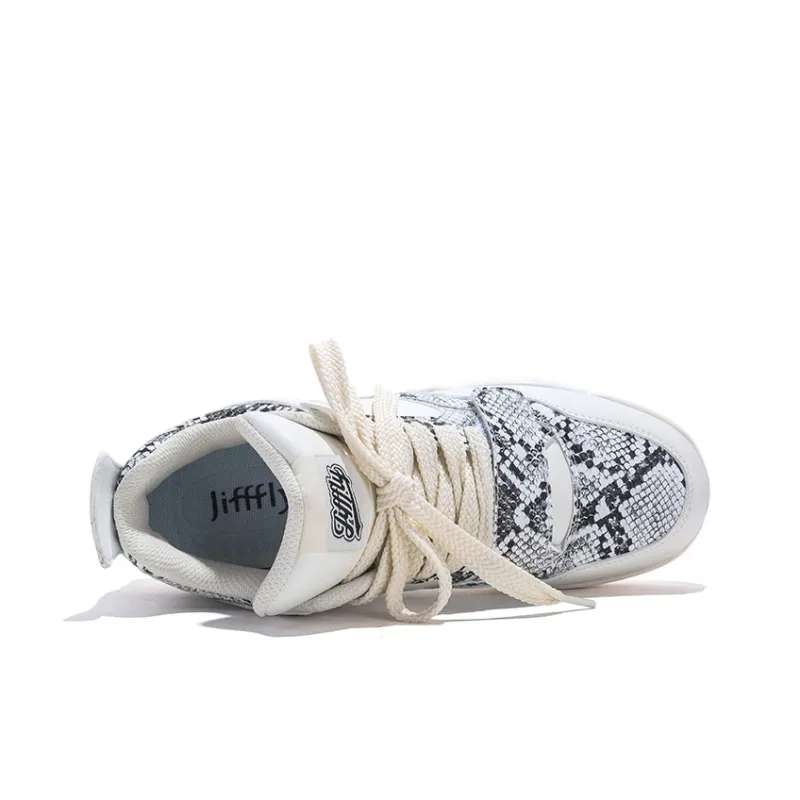 Jifffly Slip-Resistant Cushioning Lightweight Low-Top Skateboard Shoes Men's White Black-5