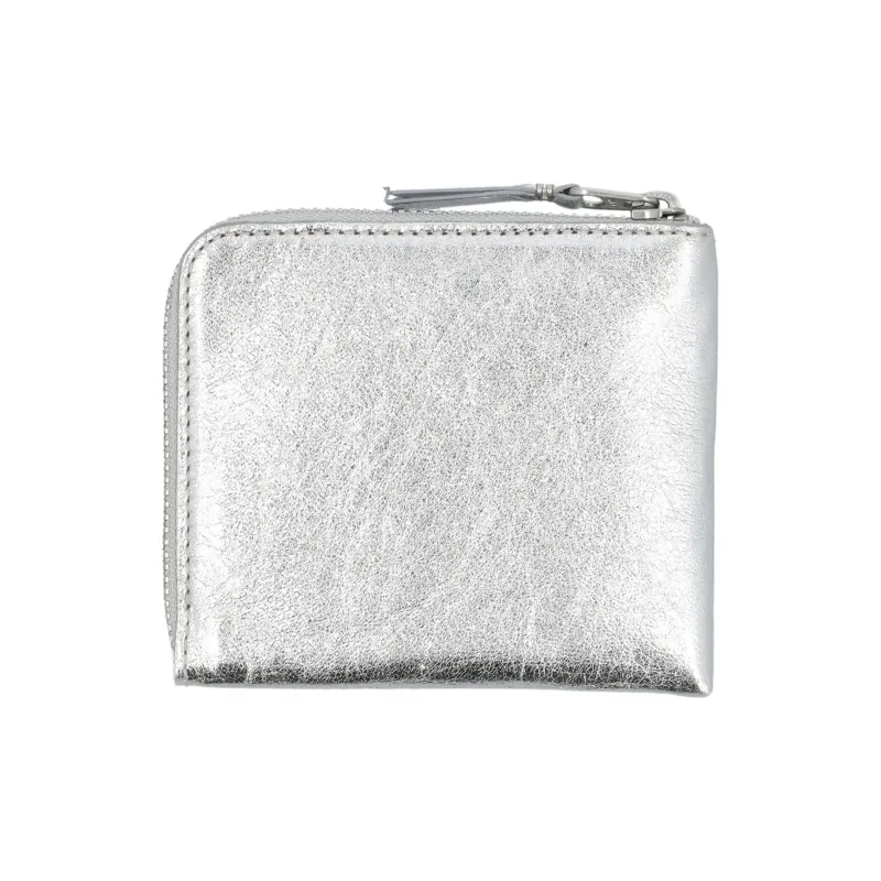 CDG Cow Leather Card Holder Wallet Men's Silver-2