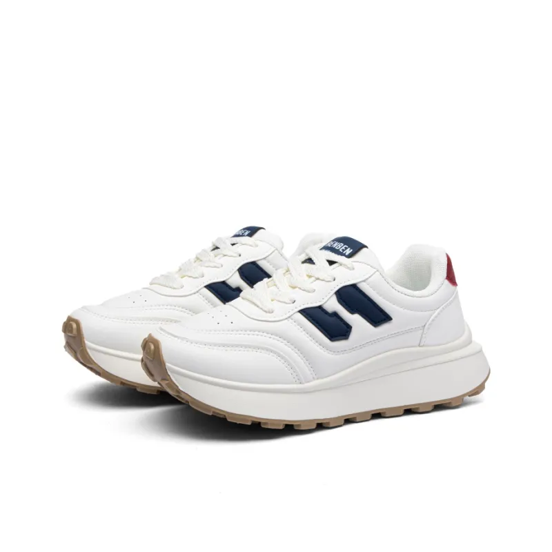 RENBEN Cushioning Wear Resistant Low Top Casual Shoes Women's Beige Dark Blue-1