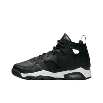 Jordan Flight Club 91 Anti Slip Wear Resistant Mid Top Children's Basketball Shoes Black White Teenagers