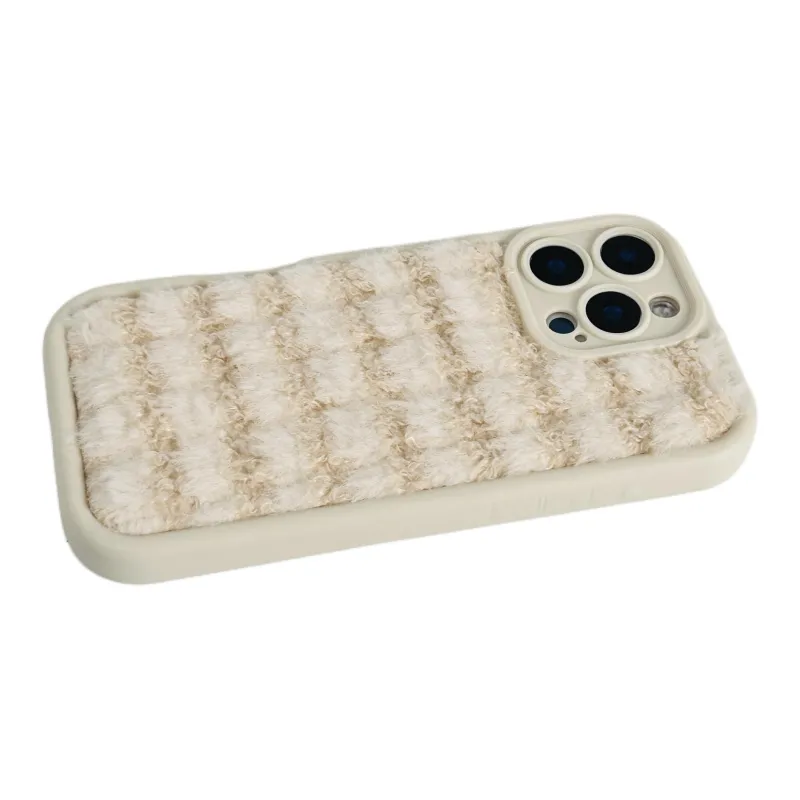 Wei Xin Plush Material Solid Color Plush Plaid Phone Cases Compatible With IPhone 16/15 Pro Max/Apple 13/14 Pro/Max-3