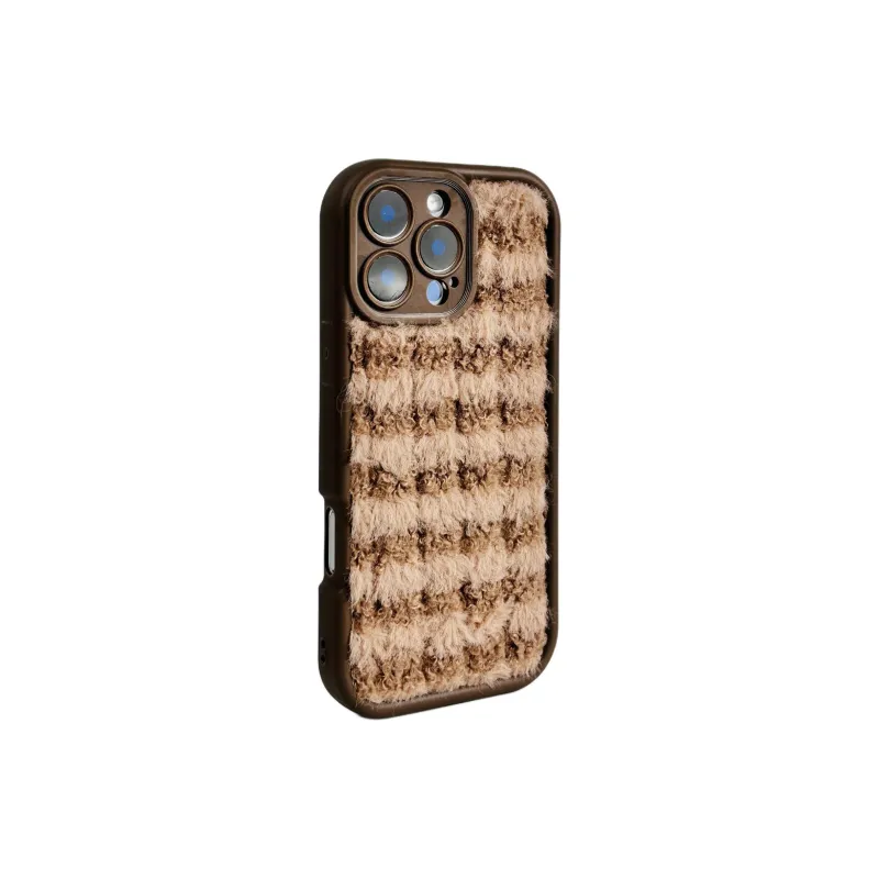 Wei Xin Plush Material Solid Color Plush Plaid Phone Cases Compatible With IPhone 16/15 Pro Max/Apple 13/14 Pro/Max-5