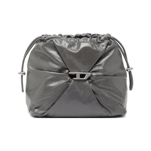 DIESEL Cow Leather Bucket Bags Shoulder Bags Women's Gray