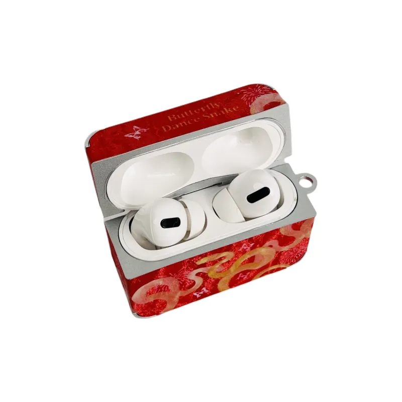 Wei Xin Compatibility With Apple AirPods 4/2/3/4th Generation/AirPods Pro/Pro 2 Leather Firework Snake Headphone Cases-2