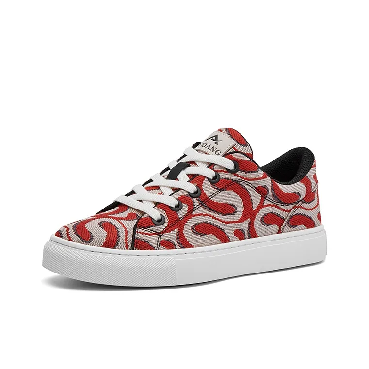 Oak Elephant Breathable Low Top Canvas Shoes Men's Red-1