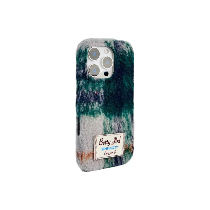 Wei Xin Plush Material Label Plush Mesh Phone Cases Compatible With IPhone 16/15 Pro Max/Apple 13/14 Pro/Max-13