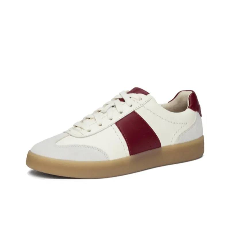 Clarks Slip Resistant Low Top Skateboard Shoes Women's White Red-2