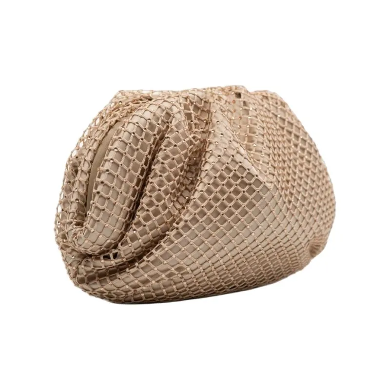 STUDIO AMELIA Silk Satin Clutch Mini Women's Champagne-1
