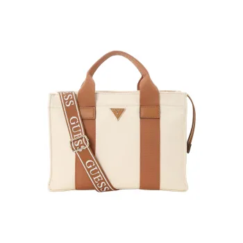 GUESS Cotton Tote Bag Shopping Bag Shoulder Bag Crossbody Bag Handbag Small Size Women's Camel