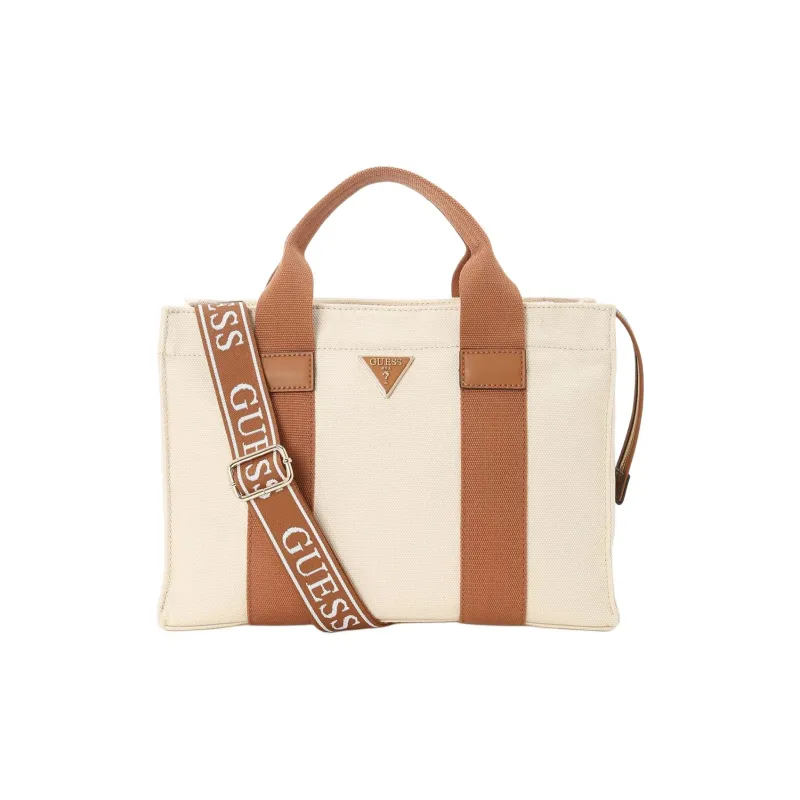 GUESS Cotton Tote Bag Shopping Bag Shoulder Bag Crossbody Bag Handbag Small Size Women's Camel-0