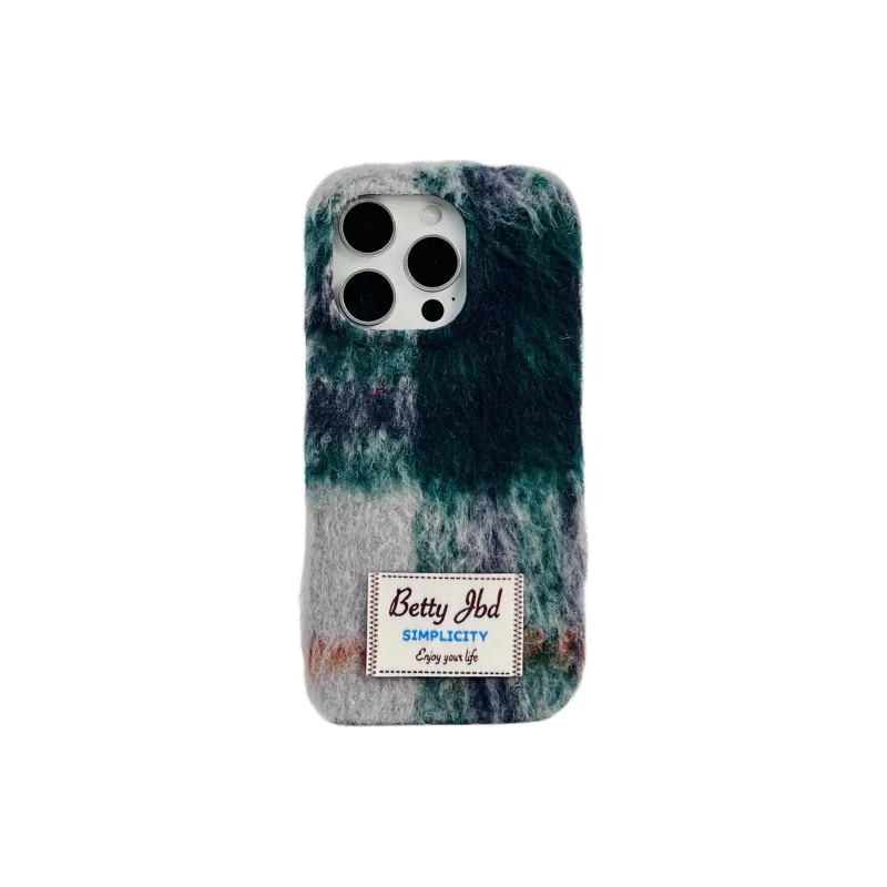 Wei Xin Plush Material Label Plush Mesh Phone Cases Compatible With IPhone 16/15 Pro Max/Apple 13/14 Pro/Max-12