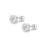 Zircon Stud Earrings 1 Pair[Sterling Silver]