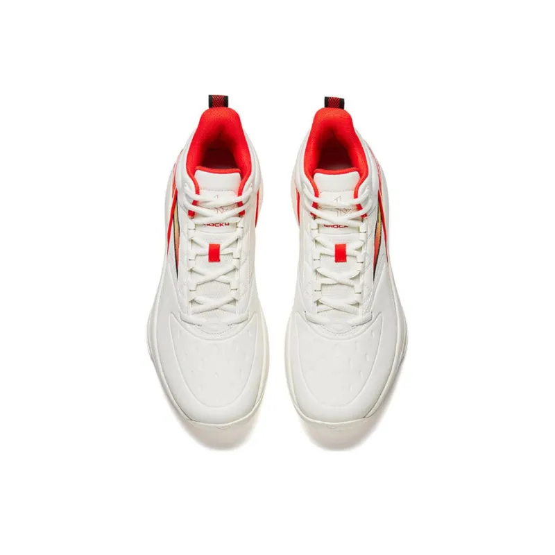 Anta Slip Resistant Coverage Wear Resistant High Top Basketball Shoes Men's White Orange Red-3