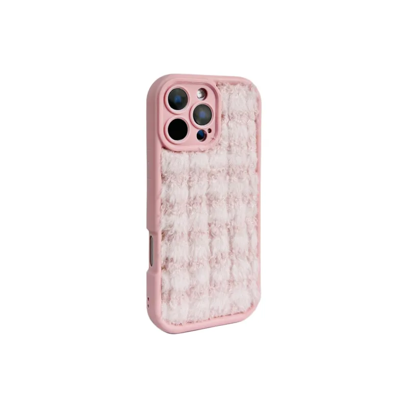 Wei Xin Plush Material Solid Color Plush Plaid Phone Cases Compatible With IPhone 16/15 Pro Max/Apple 13/14 Pro/Max-9