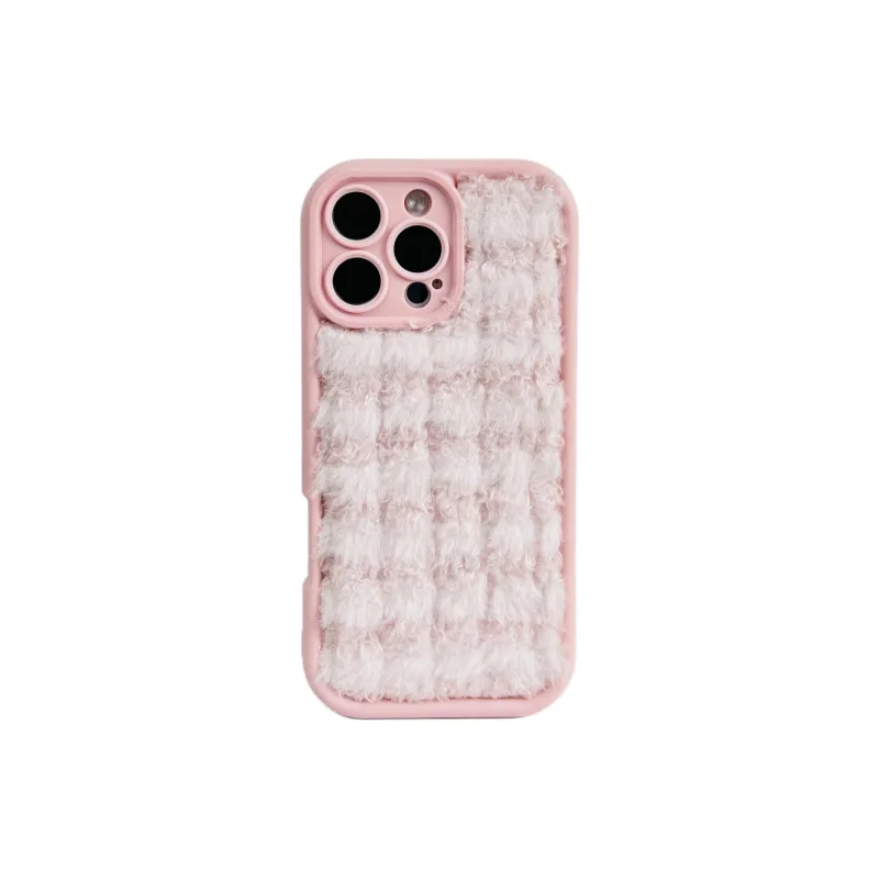 Wei Xin Plush Material Solid Color Plush Plaid Phone Cases Compatible With IPhone 16/15 Pro Max/Apple 13/14 Pro/Max-8