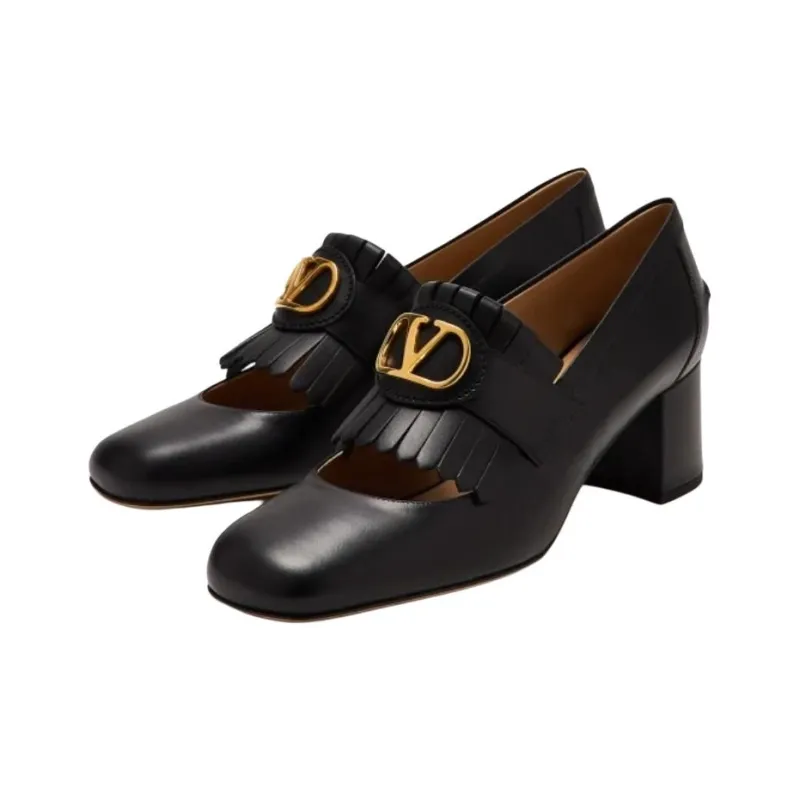 Valentino VLogo Plaque Square Toe Pumps-2