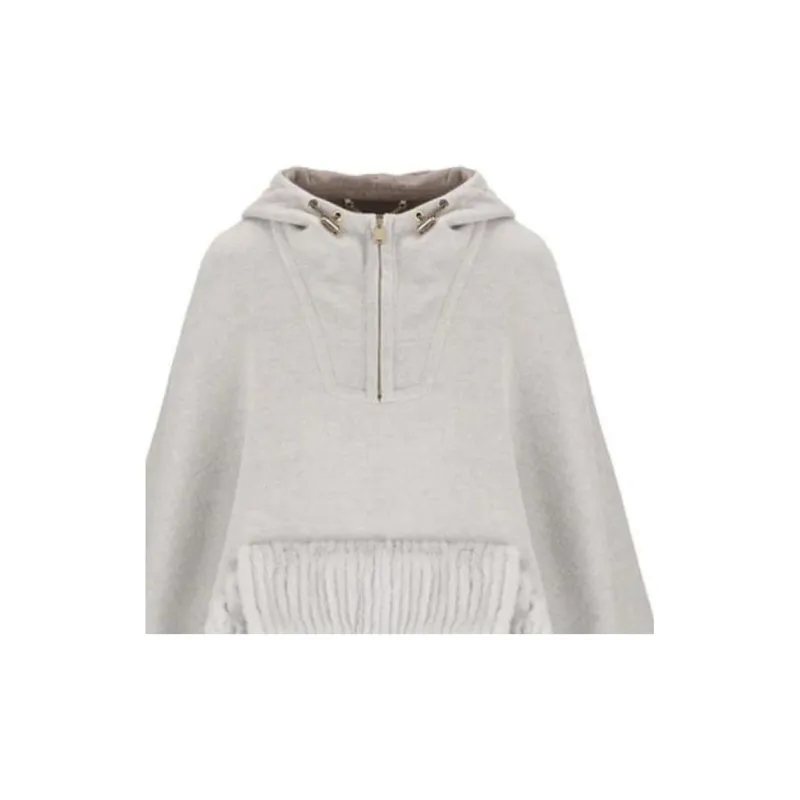 FENDI Logo Plaque Hooded Poncho-4