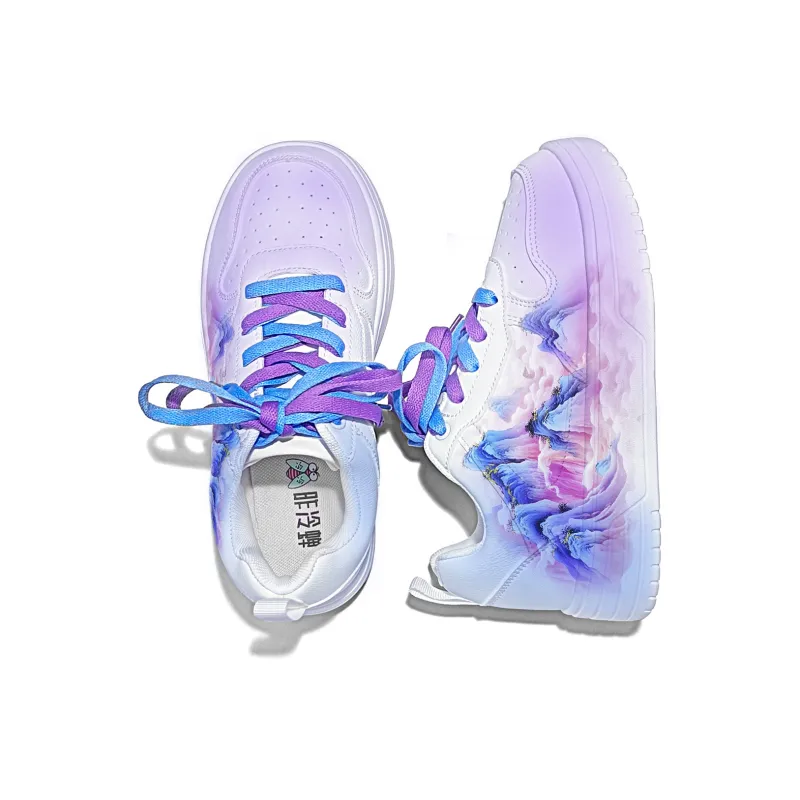 Cold Cicadas Yesterday Cushioning Balance Lightweight Breathable Low-Top Skateboard Shoes Unisex White Blue Purple-3