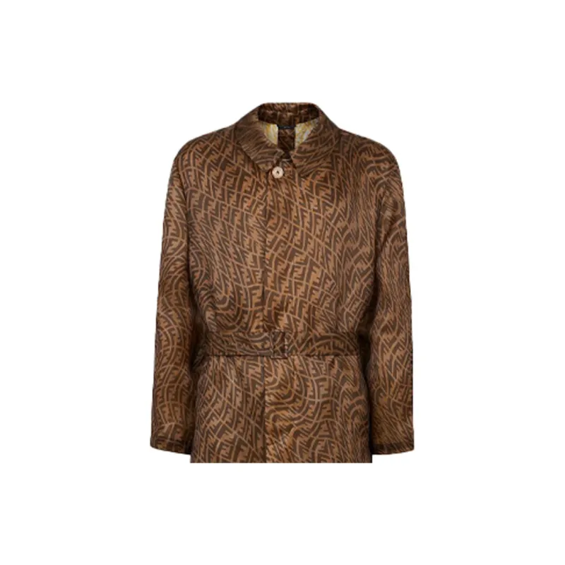 FENDI Trench Coats Men Brown-4