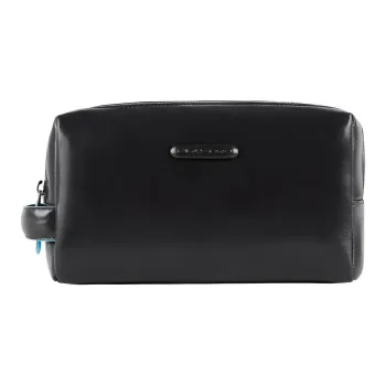 PIQUADRO Leather Clutch, Makeup Bag, Toiletry Bag Regular Unisex Black