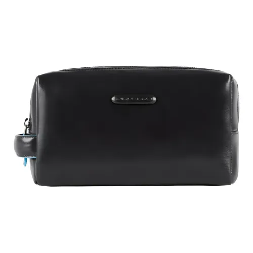 PIQUADRO Leather Clutch, Makeup Bag, Toiletry Bag Regular Unisex Black