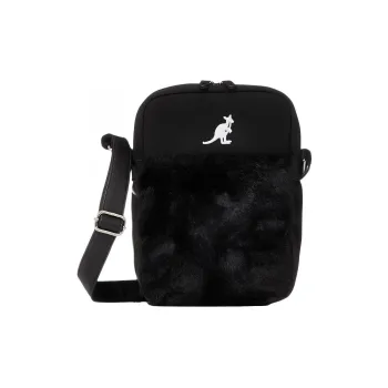 KANGOL Leather With Fur Crossbody Bag Shoulder Bag Regular Unisex Black
