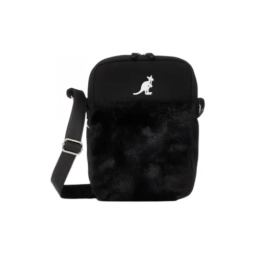 KANGOL Leather With Fur Crossbody Bag Shoulder Bag Regular Unisex Black