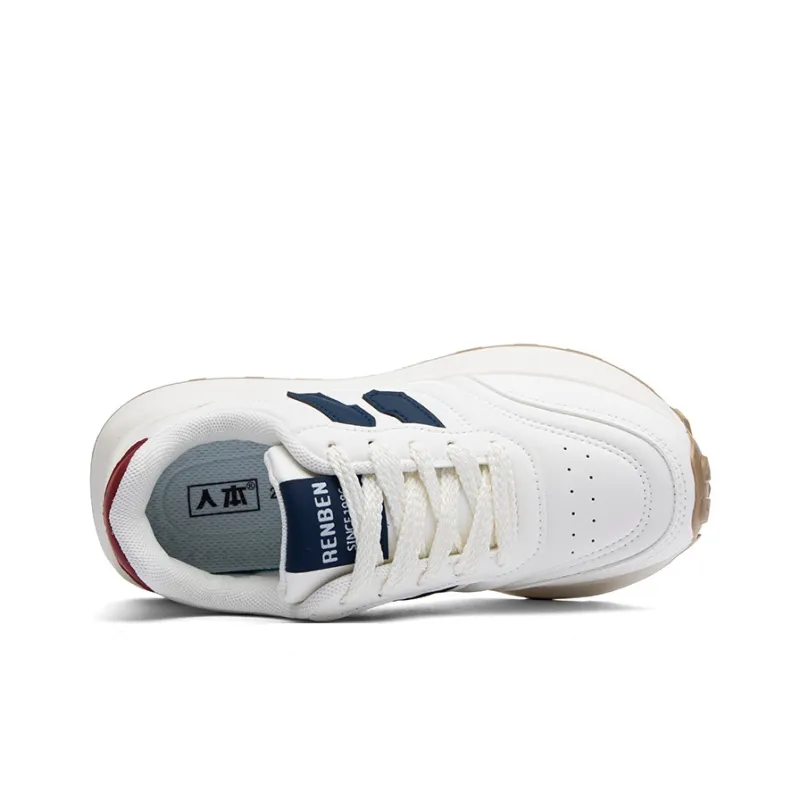 RENBEN Cushioning Wear Resistant Low Top Casual Shoes Women's Beige Dark Blue-2