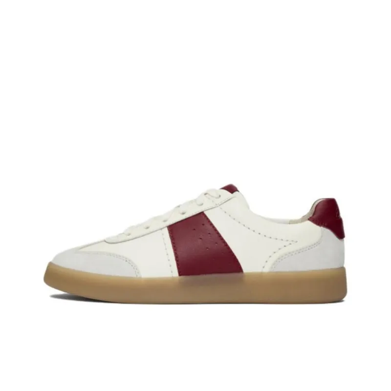 Clarks Slip Resistant Low Top Skateboard Shoes Women's White Red-0