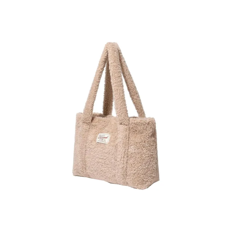 COVERNAT Polyester Tote Bag, Shopping Bag, Handbag, Shoulder Bag Medium Size Women's Beige-1