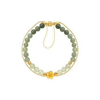 Lao Feng Xiang Hetian Jade Bracelets Green Jade Women's