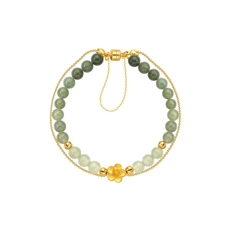 Lao Feng Xiang Hetian Jade Bracelets Green Jade Women's-0