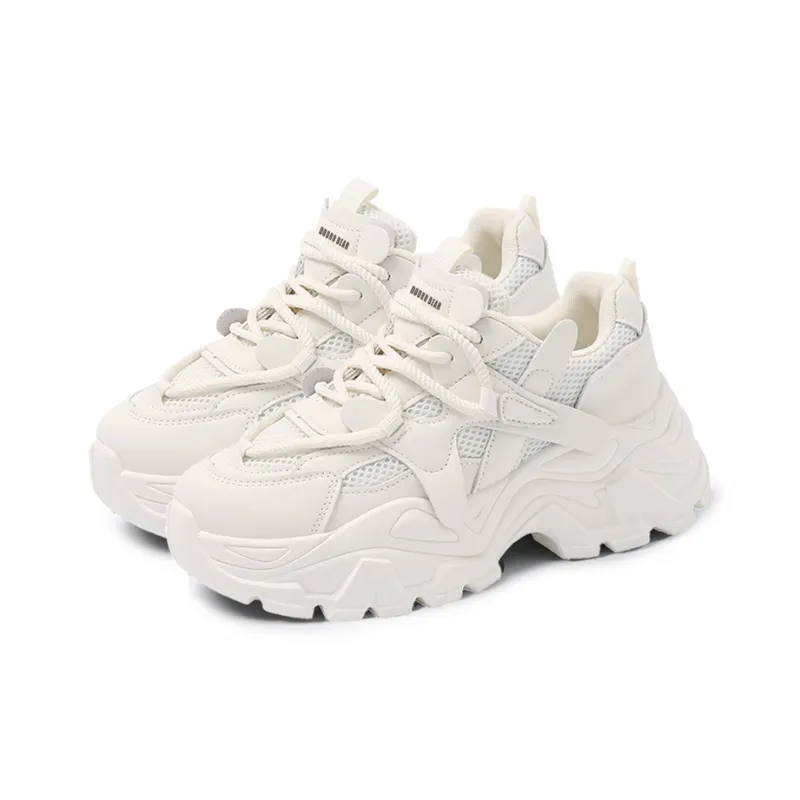 Budding Bear Height Increasing Wear-Resistant Lightweight Breathable Slip-Resistant Low-Top Chunky Sneakers Women's-1