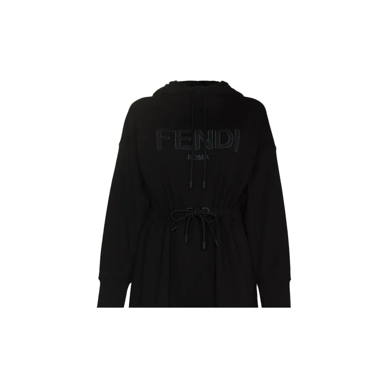 FENDI SS22 Long Sleeved Dress Women's Black-4