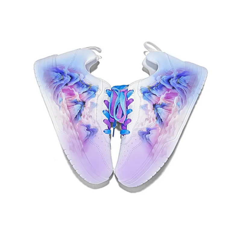 Cold Cicadas Yesterday Cushioning Balance Lightweight Breathable Low-Top Skateboard Shoes Unisex White Blue Purple-4
